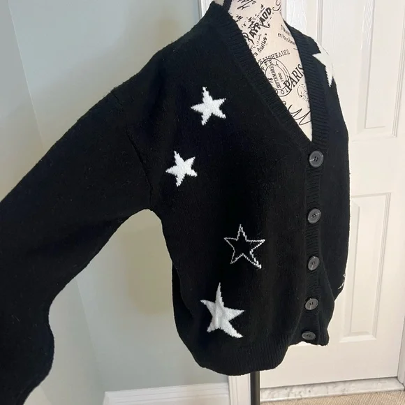 Aqua Wool Blend Black & White Stars Cardigan | Size XS | Great Condition - Picture 7 of 11